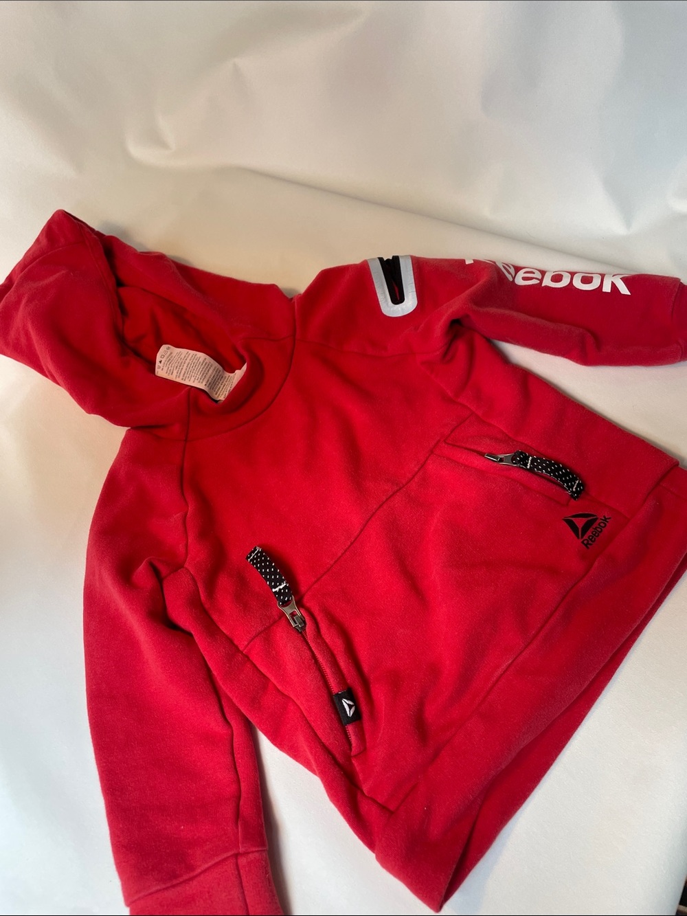 Reebok Kids Red Hooded Fleece Pullover with Zip Pockets